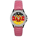 Timest - DDR Deutsche Demokratische Republik - Strass Damenuhr mit Lederarmband in rosa Rund Analog Quarz CSG0082p