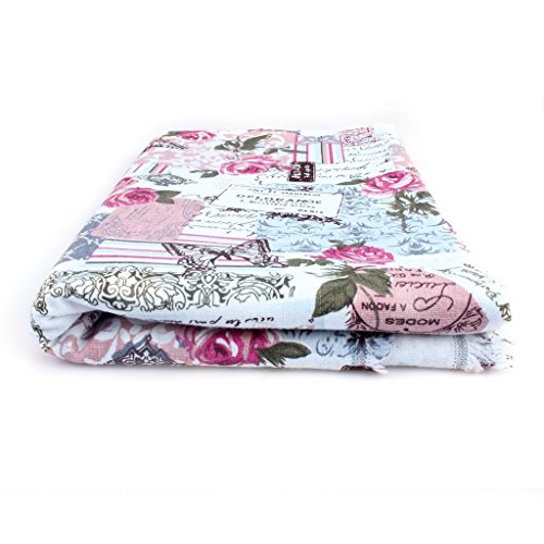 Edealing 1 Meter NEUE Weinlese-Chic Französisch Rose Schmetterling Baumwollleinengewebe RETRO Crafts - 3