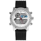 Porbeagle Shark Herren Quarz Armbanduhr Sport Silikon Datum Tag 24 Stunden Anzeige Tagesalarm Stoppuhr LCD Leuchtzeiger SH583