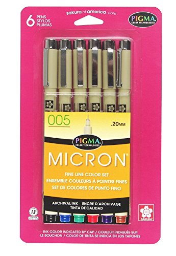 Sakura Pigma Micron - Bolígrafo, Ass't Colors, 005 6CT Set