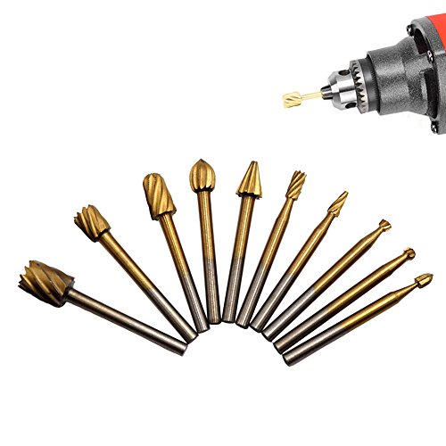 JTENG 10 Teilig Bohrer Fräser Set Raspel Set Bohrmaschine Kugelfräser Zylinderfräser Zapfenfräser Konusfräser Fur Dremel Kabelgebundenes Multifunktionswerkzeug Schleifen, Schleifen, Polieren