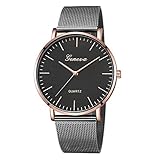 Armbanduhr Uhren Damen-Uhr Ø 48mm mit Milanaise-Armband Uhren Chenang Ultra Dünne Schwarze Datumsanzeige und Milanese Classic Quartz Edelstahl