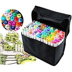 Juego de rotuladores profesionales de 80 colores diferentes para dibujo, doble punta, punta amplia y fina