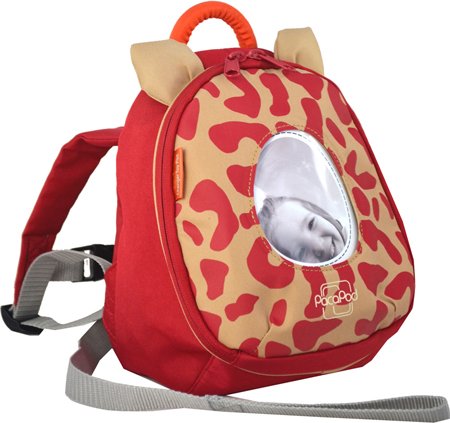 PacaPod Designer Changer Toy Pod Leopard Red - Luxury Pod With Organising Sections. Backpack Straps And Safety Rein For Toddlers