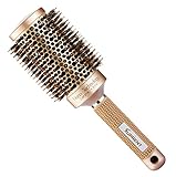 SUPRENT Nano Thermal Ceramic & Ionic Round Barrel Hair Brush with Boar Bristle, 2 inch, for Hair Drying, Styling, Curling, Adding Hair Volume and Shine, Gold Color