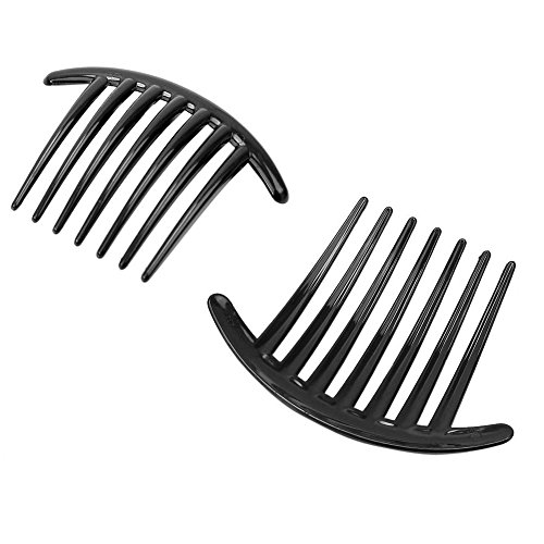 Homgaty 2X Women Girls Side Hair Comb Plastic Slides Grips Headwear Accessory Black