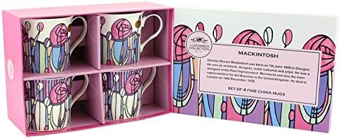 Mug Set - Mackintosh Art Nouveau Collection. Set Of 4 Fine China Mugs Gift Boxed