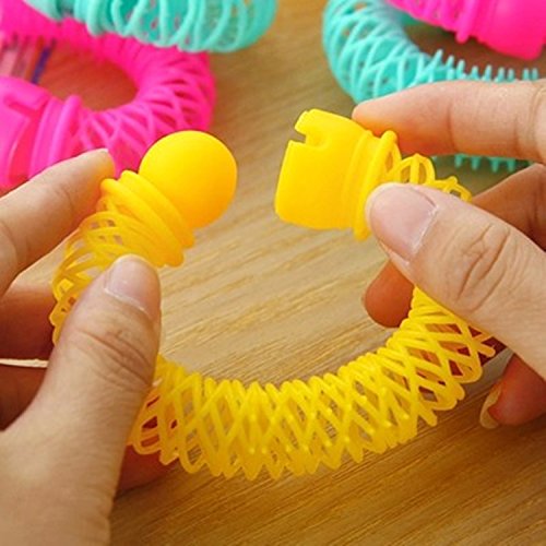 SwirlColor 12 Stück Magie Doughnut Donut Sticks Rollers Kreis Spiral-Plastikhaar Curly Lockenwickler Locken Rolle Ringlets Welle Friseurpflege Frisur Maker DIY Haar-Styling-Werkzeug - 3