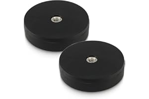 MVT GMBH Neodym Magnete Gummiert 34mm 12KG Stark - Gummi Magnet Scheibe mit M4 Innengewinde Gebohrt - Für Schrauben, Haken, Öse (2 Stück)