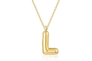 CERSLIMO Initial Necklace for Women Girl - Gold Bubble Alphabet Pendant Necklace with Chain-45CM, Hypoallergenic Titanium Initial Letter ABC to XYZ, Initial Jewellery Gifts for Birthday Christmas