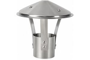 Skorstenslock för 75 mm 170 mm 90 mm Rökrör, Regnskydd i Rostfritt Stål | Justerbart Väderskydd med Nät, Kropp och Topplock för Ventilation och Rökrör(90mm)