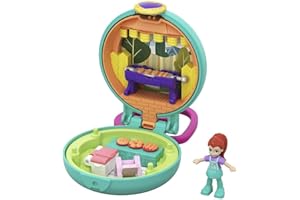 Polly Pocket Mini-Coffret Univers bleu Barbecue Party avec mini-figurine Lila, 2 surprises et 3 accessoires, jouet enfant, édition 2020, GKJ43