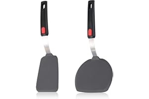 Tenta Kitchen Spatola flessibile in silicone, 2 pezzi, spatola classica in silicone, resistente al calore, utensili da cucina, per capovolgere uova, pancake, hamburger, crepes e molto