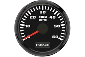 ELING Tachymètre 52 mm 6 000 tr/min avec compteur horaire 12 V 24 V pour fourgons camions