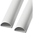 2m (2x 100cm) – 16mm x 8mm White Trunking | HALF ROUND Cable Conduit Cover | HDMI AV TV Ethernet & Speaker Wire Ducting | Wall Tidy Management | Self-Adhesive Backing EASY INSTALL | Neat Skirting Home