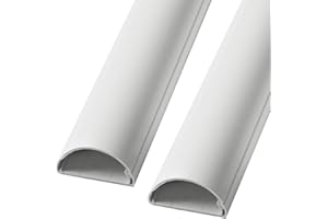 LOOPS 2m (2X 100cm) – 20mm x 10mm White Trunking | Half Round Cable Conduit Cover | HDMI AV TV Ethernet & Coaxial Wire Ducting | Wall Tidy Management | Self-Adhesive Backing *Easy Install* | Skirting Home