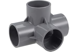 sourcing map Tubo PVC, Codo PVC de 4 Vías, Conector PVC 40mm, Reductor PVC de Forma en T, Reductor Manguera, Accesorio de Tubería, Gris 4 Piezas
