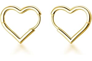 SLUYNZ 925 Sterling Silver 1.7 cm Heart Hoop Earrings for Women Teenagers Ladies Sweet Love Heart Earring Drop