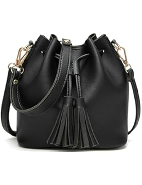 Fetay Damen Handtasche Bucket Bag weich Lambleder Leder Geldbörse Drawstring Cross Body Schultertasche