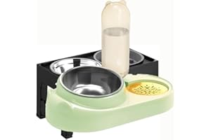 Marchul 4 gamelles surélevées réglables en hauteur pour chien avec 2 gamelles en acier inoxydable, gamelles antidérapantes pour nourriture et eau avec support réglable à 8,9 cm, 23 cm, 26,9 cm, 31 cm