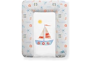 Kikido Materassino Fasciatoio 70x50 - Barchetta - Cuscino Fasciatoio Lavabile per Cambio Pannolino - Materasso Fasciatoio Neonato per Cassettiera Impermeabile 50x70 - Universale