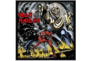 Halle 15 Clothes - Écusson pour votre veste – Band Iron Maiden – Number of the Beast, Noir/bleu/rouge., Maße: 10x10