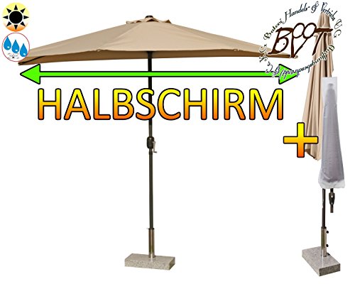 PREMIUM XXL Sonnendach Überdach, 300 x 150 cm / 3 m x 1,5 m Balkonschirm UV50+, Wandschirm/Halbschirm, halbrca. 200 g / m² Polyester, Schirm Sonnenschirm mit Hülle, US Style anthrazit-beige braun, dunkelgrau, grau robuster Schirm für Garten Strand, Picknick Lagerfeuer, robuster Schirm für Garten Strand, Picknick Lagerfeuer, Schwarz-schwarz, Klappschirm mit weichem Stoffbezug, PREMIUM XXL-Klappschirm, Gartenschirm extrem wetterfest, klappbar, tragbar, seewasserfest - 3
