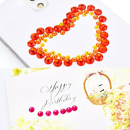 IZOKEE 15 Farbe 3 Größe Strass Aufkleber Acryl Schmucksteine, 900 Stück 3mm 4mm 5mm Strasssteine Selbstklebend Sticker für DIY, Scrapbooking, Basteln, Nagel - 6