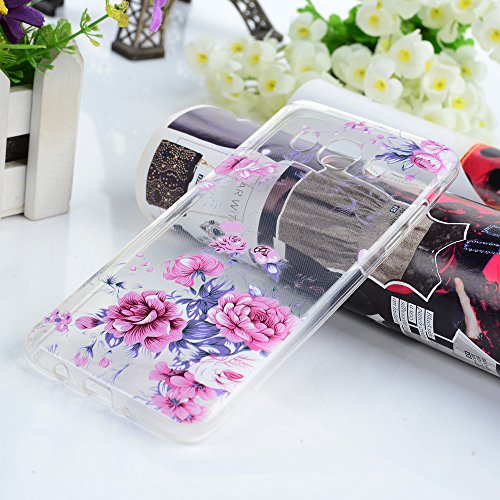 Badalink J5 2016 J510F 5.2″ Silikon Handy Schutzhülle Rosa Rose Muster Ultra Slim Weich TPU Gummi Bumper Case Protective Back Soft Case Cover Schale Tasche Skin Hergestellt für Samsung Galaxy J5 2016 - 3
