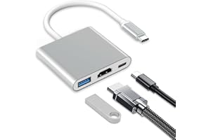 DAILINK Adapter USB C HDMI 3-EN-1, kabel Lightning na HDMI do telewizora, cyfrowy wieloportowy AV z 4K, USB-A 3.0, Plug and Play