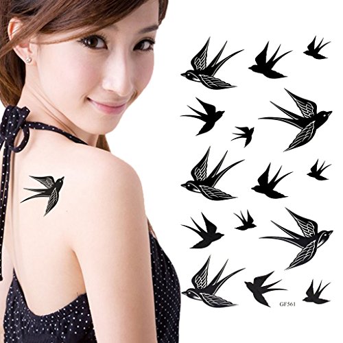 HuntGold 2X Popular Swallow Bird Flash Removable Waterproof Temporary Tattoo DIY Body Art Sticker
