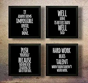 SAF Set of 4 Work Hard Beat Talent Motivational UV Coated Home Decorative Gift Item Framed Painting 19 inch X 19 inch SAF_SET4_27