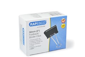 Rapesco FBC500B1 Pinces à Double Clip 50 mm, Noir, Lot de 10