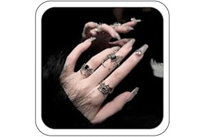 Wendalern Gothic Statement Rings, Black Crystal, Open Adjustable Stackable Midi Index, Crystal Spider Web - Halloween, Y2k Style