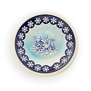 Bunzlauer Keramik Ceramic Dinner Plate (Cake/Stollen Plate/Pastry Dish with Winter Landscape ø17,4 cm im Premium Decor DU11