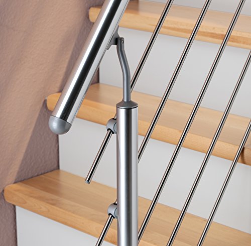 Geländer Starter-Set aus Aluminium. Für seitliche Montage. 1,20 m. Als Treppengeländer, Brüstungsgeländer, Balkongeländer oder Terrassengeländer einsetzbar. Geeignet für den Innen- und Außenbereich. - 3