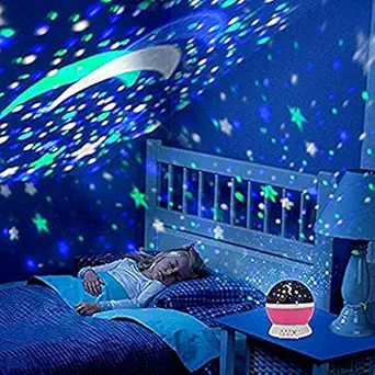 deejet Kid's Star Master Dream Colorful LED Rotating Projector Night Lamp, Star Master Rotating 360 Degree Moon Night Light Lamp Projector with Colors and USB Cable (Multicolour, Medium)Pack of 1