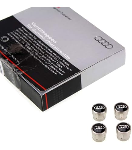 Bouchons De Valve Audi Originaux Avec Logo - Noir Brillant - Lot De 4 Pièces