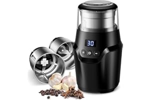 SHARDOR Macinacaffè elettrico, macinacaffè silenzioso con timer digitale intelligente, coltello Z in acciaio inox per una macinazione rapida e uniforme di chicchi di caffè, noci, grani