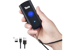Tera Wireless Barcode Scanner 1D Laser Mini Pocket Waterproof Scanner 3in1 Compatible with Bluetooth USB Wired Portable Bar Code Reader for Supermarket Logistics Work with iOS Windows Android 1100L