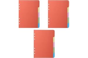 DHWEKU 15 Piezas A5 6Hoyos Separadores Carpeta,Índice A5 Clasificaciones, Divisores A5 Hoja de Papel,Separador Archivador,Separadores para Carpetas de Anillas de Color,Para Carpetas de Anillas