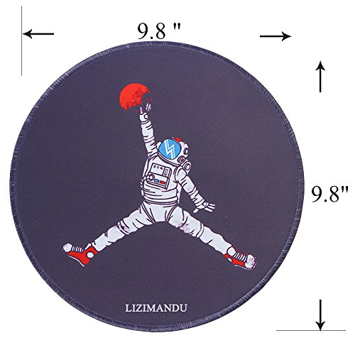 Gaming Mauspad(250 x 250 x 3 mm) ,Lizimandu Silent Designer Runde Round Mousemat /Standard Size mit Anti-Rutsch-Leder-Runde Double Sided Durchmesser 25 cm für alle gängigen Mouse-Typen(Weltraum Dunk/Space Dunk) - 3