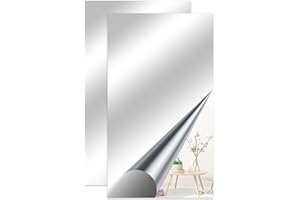 JINGIHE 2 x samoprzylepny, elastyczne, ścienne lustro do naklejenia bez szkła, 70 x 40 cm, samoprzylepne, bez ramy