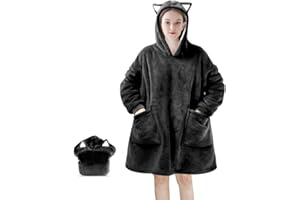 Gmypic Sweat Plaid, Pull Plaid Surdimensionnée pour Hommes, Femmes et Enfants avec Capuche et Deux Poches, Snuggie Douce et Chaude pour l'intérieur et l'extérieur, Cadeau de Noël