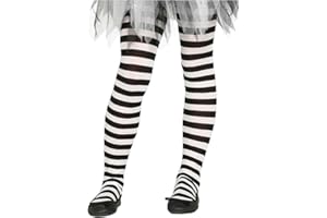 FARTONI Ringelstrumpfhose Damen. Schwarze Strumpfhosen Mit Weißen Streifen Oder Wednesday Addams-Strumpfhosen. Tayas Strumpfhosen Für Halloween-Kostüme. Zubehör Oder Ergänzungen Für Wednesday Addams-Kostüme.