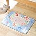 Produktbild DOTBUY Fußmatte, Teppich Wohnzimmer Flanellstoff Innen und Aussen Fussmatten Rutschfest und waschbar Praktische Schmutzfangmatte Fußabtreter Fussabstreifer Flur (40 * 60CM, Warmes Herz Katze)