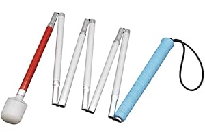 VISIONU 125cm Alluminio Bastone Bianco Pieghevole Per Non Vedenti 7 Sezioni e Punta Roller