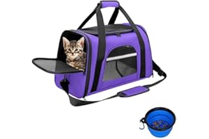 SHJOEE Trasportino per Cani e Gatti Scatola pieghevole per Animali Borsa per Cani Gabbietta Morbida per Animali Domestici Trasportino Pieghevole Traspirante con Ciotola Portatile e Cuscino Morbido