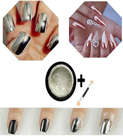 FLUKYTREASURES 2GRAM MIRROR POWDER CHROME EFFECT Pigment NAILS New Rose Gold Silver Nail Art
