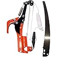 Yardnow 1 Set Tree Pole Pruner With 3-Sided Grinding Trimming Tool For Garden Yard Park (Red+Silver)